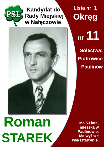 Wybory samorządowe 2014 - kandydaci do Rady Miasta i Gminy Nałęczów i Rady Powiatu - Polskiego Stronnictwa Ludowego